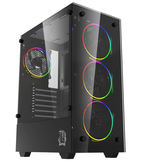 Gabinete Raptor Sentinel TG Mid-Tower RGB Fan x4 w/button control (6718)
