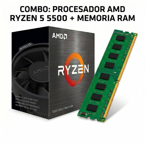 Combo Microprocesador AMD Ryzen 5 5500 + Memoria DDR4 3200HZ 8GB Generica