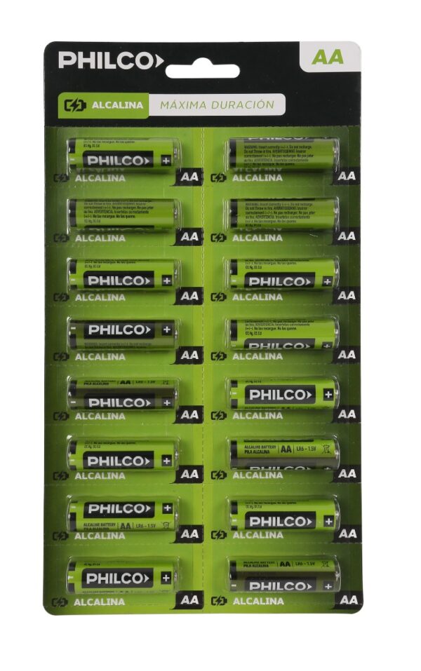 BLISTER DE PILAS ALCALINA PHILCO AA X16 UNIDADES 15V (94LR06P16C1API)
