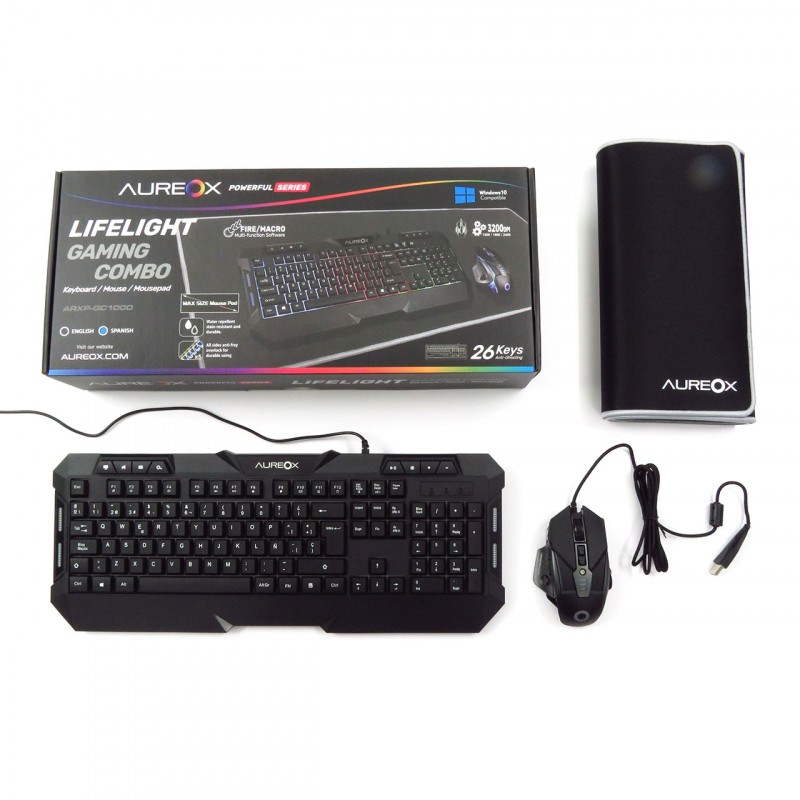 TECLADO Y MOUSE + PAD AUREOX LIFELIGHT GAMING GC1000