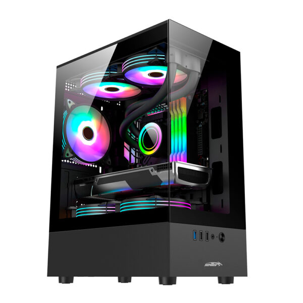 GABINETE SENTEY H10 BLACK + 5 FAN ARGB